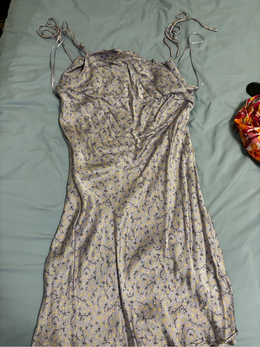 Women's Lavender Floral Slip Dress with Tie Straps